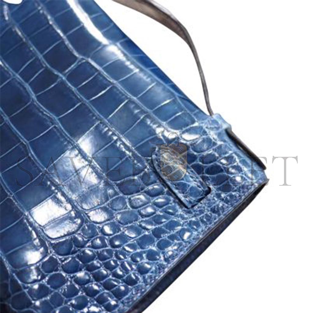 HERMÈS MASTER MINI KELLY POCHETTE BAG  BLUE ROY SHINY ALLIGATOR (22*14*7cm)